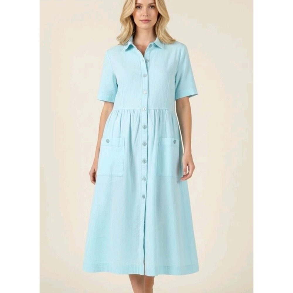 NWOT Appleseed's Womens Button Front‎ Shirt Dress Size LP